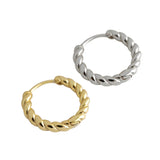 Korea Hot Style 925 Sterling Silver Golden Rope Small Hoop Earrings