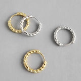 Korea Hot Style 925 Sterling Silver Golden Rope Small Hoop Earrings