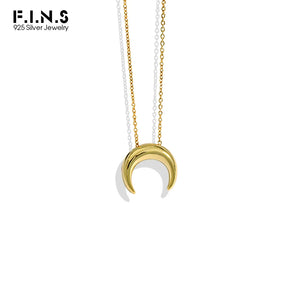 F.I.N.S 925 Silver Moon Pendant Necklace for Women