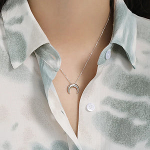 F.I.N.S 925 Silver Moon Pendant Necklace for Women