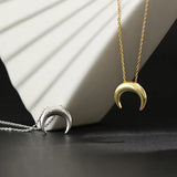 F.I.N.S 925 Silver Moon Pendant Necklace for Women