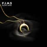 F.I.N.S 925 Silver Moon Pendant Necklace for Women