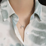 F.I.N.S 925 Silver Moon Pendant Necklace for Women