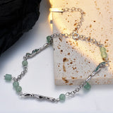 S925 Sterling Silver Stone Beads Pendant Anklet Enameled Bare Foot Bracelet