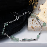 S925 Sterling Silver Stone Beads Pendant Anklet Enameled Bare Foot Bracelet