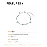 S925 Sterling Silver Stone Beads Pendant Anklet Enameled Bare Foot Bracelet