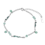 S925 Sterling Silver Stone Beads Pendant Anklet Enameled Bare Foot Bracelet