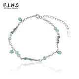 S925 Sterling Silver Stone Beads Pendant Anklet Enameled Bare Foot Bracelet