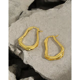 Geometric Glossy Uneven Surface Silver Earrings