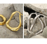Geometric Glossy Uneven Surface Silver Earrings