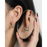 Geometric Glossy Uneven Surface Silver Earrings