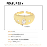 Geometric Arc Glossy Zircon Real S925 Silver Ring Stackable Smooth Resizable