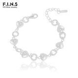 Heart-Shaped Hollow Circle Sterling Silver Bracelet