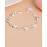 Heart-Shaped Hollow Circle Sterling Silver Bracelet