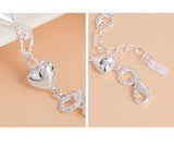 Heart-Shaped Hollow Circle Sterling Silver Bracelet