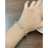 Heart-Shaped Hollow Circle Sterling Silver Bracelet
