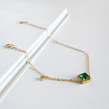 F.I.N.S Square Green CZ Golden 925 Sterling Silver Bracelet for Women