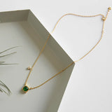 F.I.N.S Square Green CZ Golden 925 Sterling Silver Bracelet for Women
