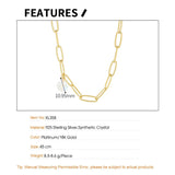 F.I.N.S INS Oval Link Chain Glitter Crystal Bead S925 Sterling Silver Necklace