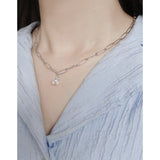 F.I.N.S INS Oval Link Chain Glitter Crystal Bead S925 Sterling Silver Necklace