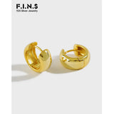 925 Silver Hoops Earrings Glossy Round Wide Small Ear Buckle 925 Jewelry