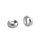 925 Silver Hoops Earrings Glossy Round Wide Small Ear Buckle 925 Jewelry