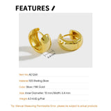 925 Silver Hoops Earrings Glossy Round Wide Small Ear Buckle 925 Jewelry