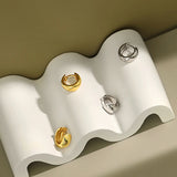 925 Silver Hoops Earrings Glossy Round Wide Small Ear Buckle 925 Jewelry