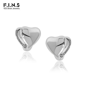 Geometric Heart-Shaped S925 Sterling Silver Earrings