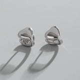 Geometric Heart-Shaped S925 Sterling Silver Earrings