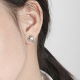 Geometric Heart-Shaped S925 Sterling Silver Earrings