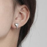 Geometric Heart-Shaped S925 Sterling Silver Earrings