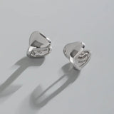 Geometric Heart-Shaped S925 Sterling Silver Earrings