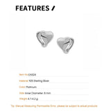 Geometric Heart-Shaped S925 Sterling Silver Earrings