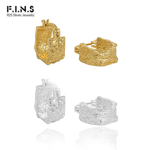 Geometric Texture S925 Silver Square Ear Hoop Earrings