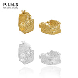 Geometric Texture S925 Silver Square Ear Hoop Earrings