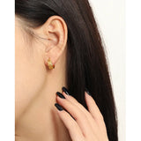 Geometric Texture S925 Silver Square Ear Hoop Earrings