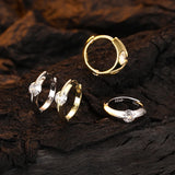 S925 Sterling Silver Circle Hoops Earrings Cubic Zirconia Glossy Ear Jewelry