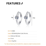 S925 Sterling Silver Circle Hoops Earrings Cubic Zirconia Glossy Ear Jewelry