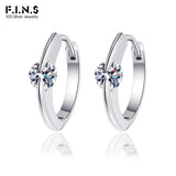 S925 Sterling Silver Circle Hoops Earrings Cubic Zirconia Glossy Ear Jewelry