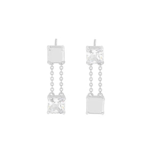 F.I.N.S Sterling Silver Zircon Chain Drop Earrings for Women Wedding Party