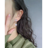 F.I.N.S Sterling Silver Zircon Chain Drop Earrings for Women Wedding Party