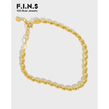 F.I.N.S S925 Sterling Silver Oval Beads Charm Bracelet