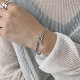 F.I.N.S S925 Silver Bracelet Geometric Circle Bar Link Chain Retro Style