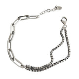 S925 Silver Bracelet Retro Double-Layer Box Link Chain Asymmetric Charm Bracelet