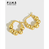 S925 Sterling Silver Geometric Round Bead Earrings