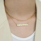 Sterling Silver Necklace Geometric Rectangle Pendants Women Chain