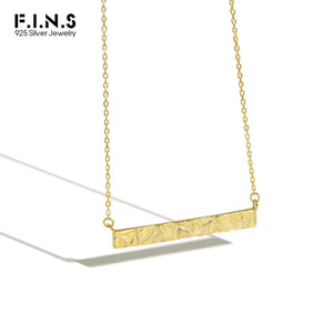 Sterling Silver Necklace Geometric Rectangle Pendants Women Chain