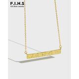 Sterling Silver Necklace Geometric Rectangle Pendants Women Chain