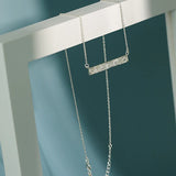 Sterling Silver Necklace Geometric Rectangle Pendants Women Chain